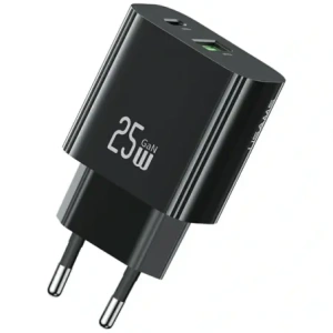 Încărcător de perete rapid USAMS CC315 T65 25W USB-A, USB-C Negru