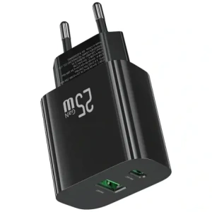 Încărcător de perete rapid USAMS CC315 T65 25W USB-A, USB-C Negru