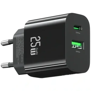 Încărcător de perete rapid USAMS CC315 T65 25W USB-A, USB-C Negru