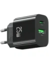 Încărcător de perete rapid USAMS CC315 T65 25W USB-A, USB-C Negru