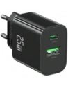 Încărcător de perete rapid USAMS CC315 T65 25W USB-A, USB-C Negru