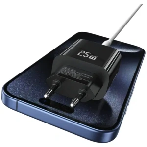 Încărcător de perete rapid USAMS CC315 T65 25W USB-A, USB-C Negru