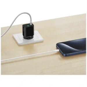 Încărcător de perete rapid USAMS CC315 T65 25W USB-A, USB-C Negru