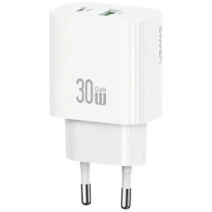 Încărcător de perete rapid USAMS CC316 T65 30W USB-A, USB-C Alb