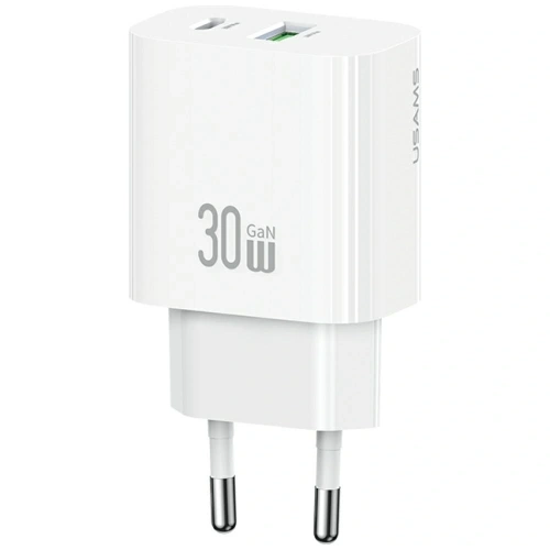 Ładowarka sieciowa USAMS CC316 T65 30W USB-A, USB-C Fast Charging biały
