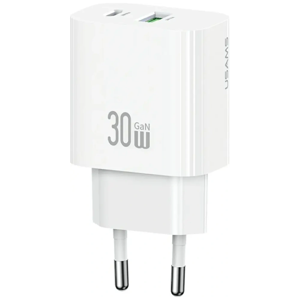 Încărcător de perete rapid USAMS CC316 T65 30W USB-A, USB-C Alb
