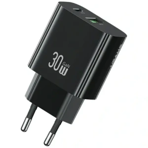 Încărcător de perete USAMS CC316 T65 30W USB-A, USB-C cu încărcare rapidă, negru