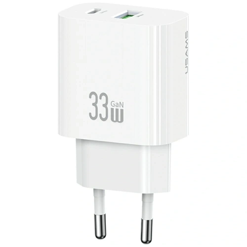 Ładowarka sieciowa USAMS CC317 T65 33W USB-A, USB-C Fast Charging biały