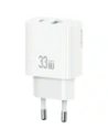 Încărcător de perete rapid USAMS CC317 T65 33W USB-A, USB-C Alb