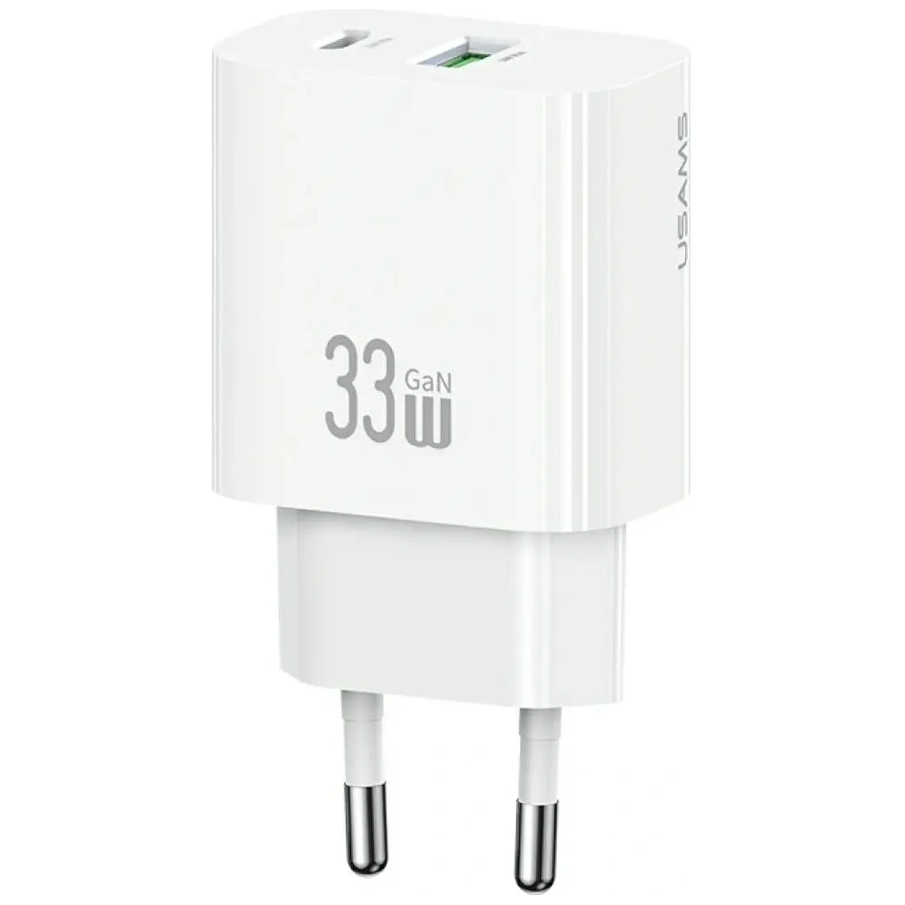 Încărcător de perete rapid USAMS CC317 T65 33W USB-A, USB-C Alb