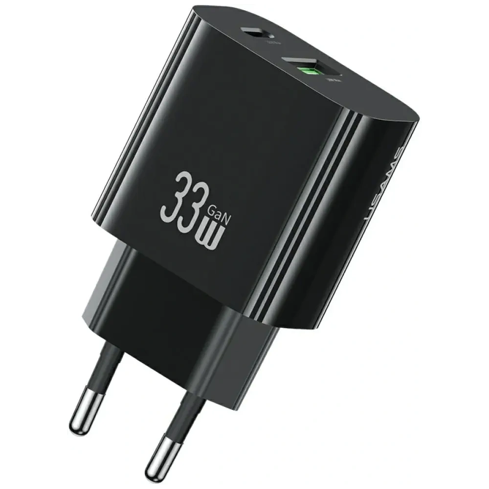 Încărcător de perete rapid USAMS CC317 T65 33W USB-A, USB-C Negru