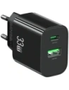 Încărcător de perete rapid USAMS CC317 T65 33W USB-A, USB-C Negru