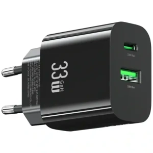 Încărcător de perete rapid USAMS CC317 T65 33W USB-A, USB-C Negru