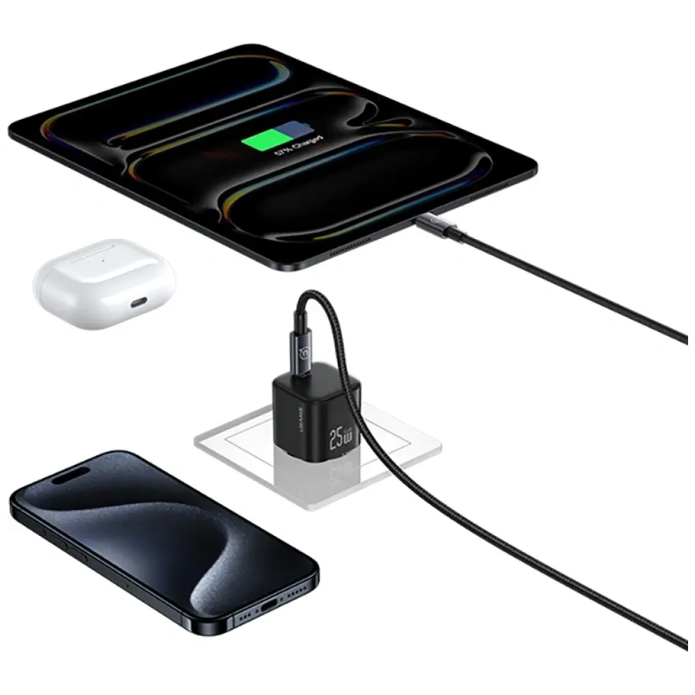 Încărcător rapid mini USB-C USAMS JC Series CC289 25W GaN negru