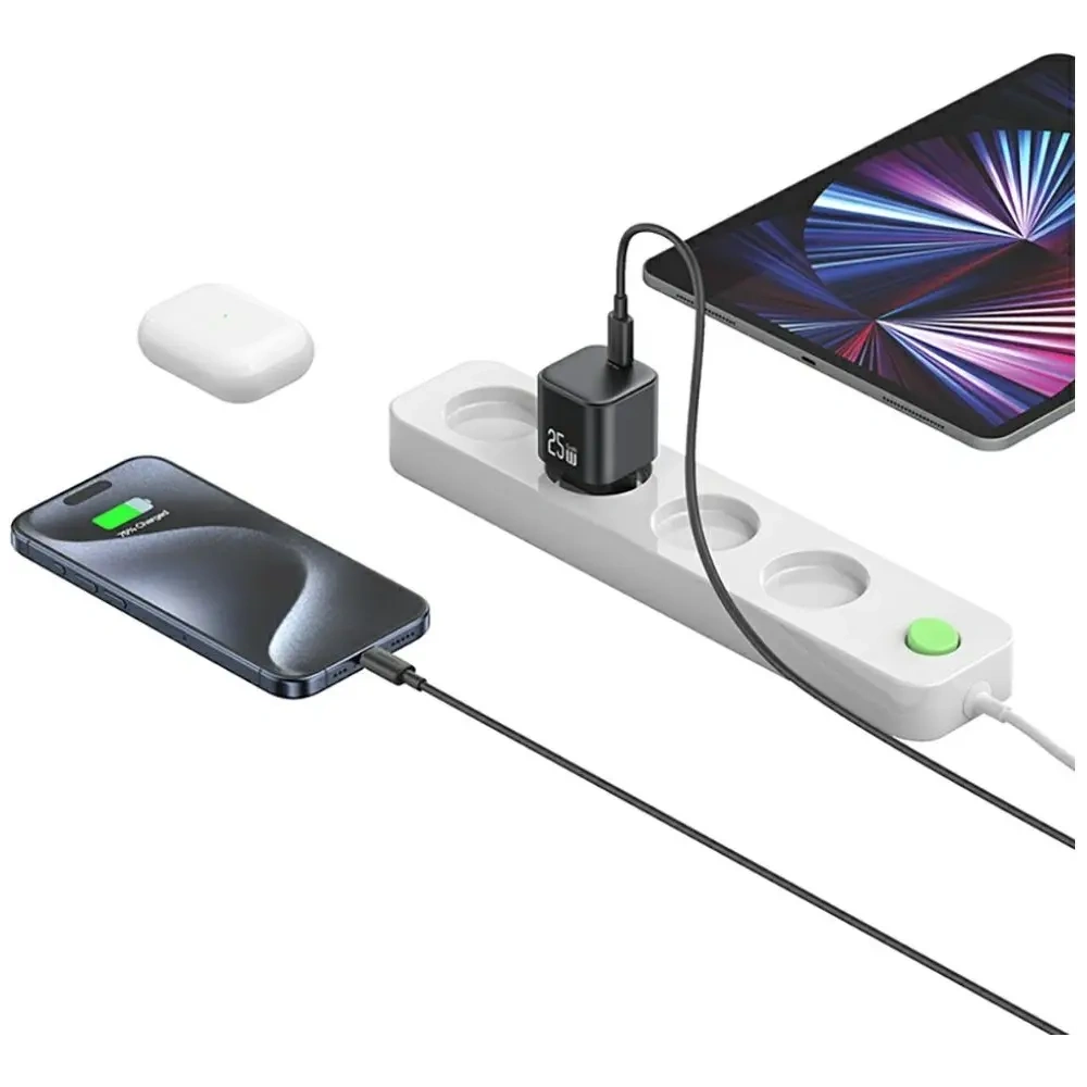 USAMS JC Sorozat CC289 25W GaN Mini Gyors Töltő USB-C fekete