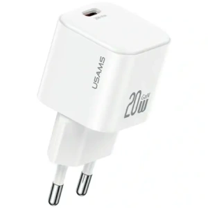 Încărcător de perete USAMS JO Series CC260 20W USB-C + Cablu USB-C la USB-C de 1m Alb