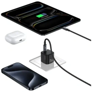 Încărcător de perete USAMS JO Series CC260 20W USB-C + Cablu USB-C la USB-C de 1m Alb
