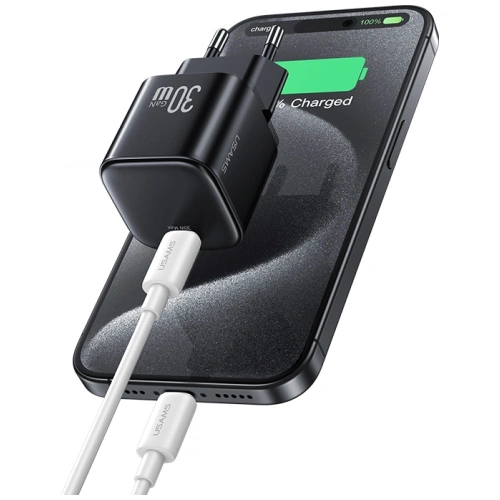 Ładowarka sieciowa USAMS JO Series CC262 30W USB-C + kabel USB-C / Lightning 1m biały