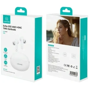 USAMS Echo E02 TWS ANC+ENC Bluetooth 5.3 Vezeték nélküli Fülhallgató (fehér)