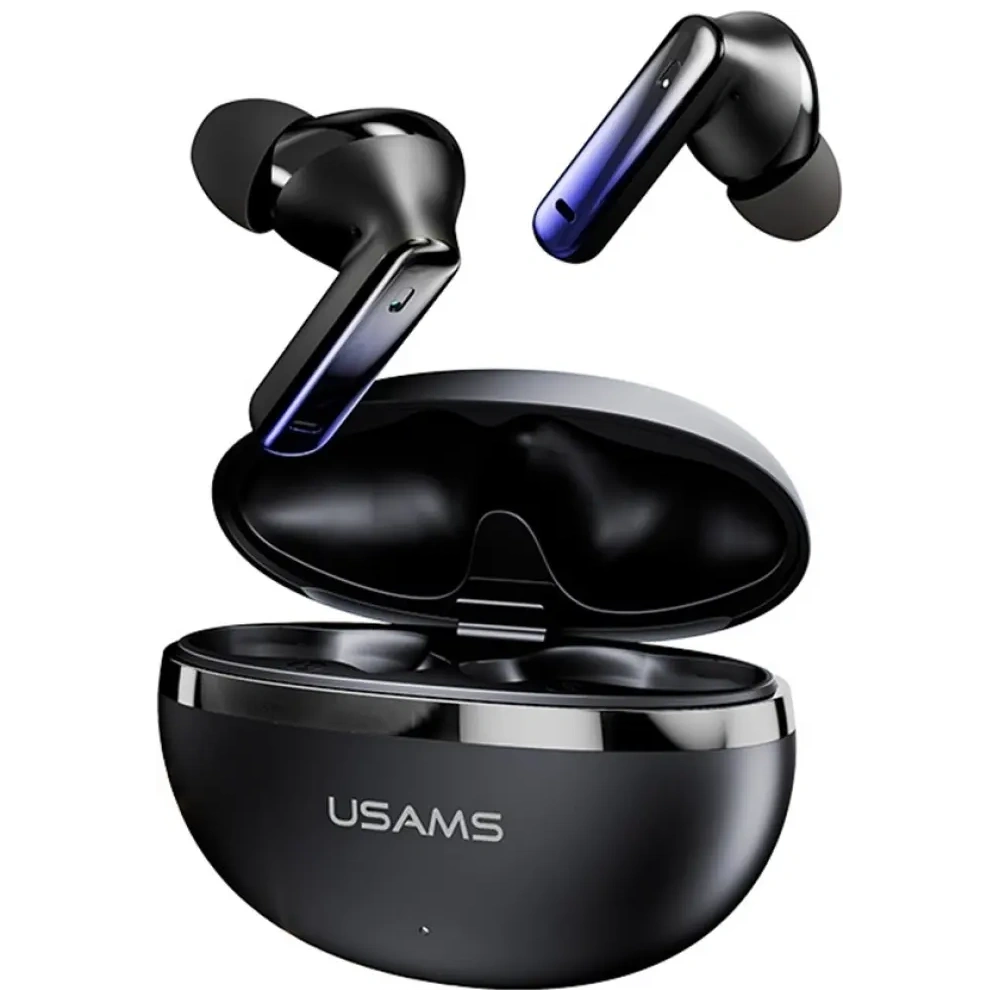 USAMS Echo E02 TWS ANC+ENC Bluetooth 5.3 Vezeték nélküli Fülhallgató (fekete)