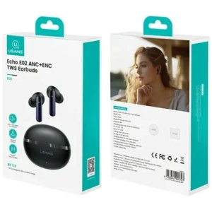 USAMS Echo E02 TWS ANC+ENC Bluetooth 5.3 Bezdrátová sluchátka do uší (černá)