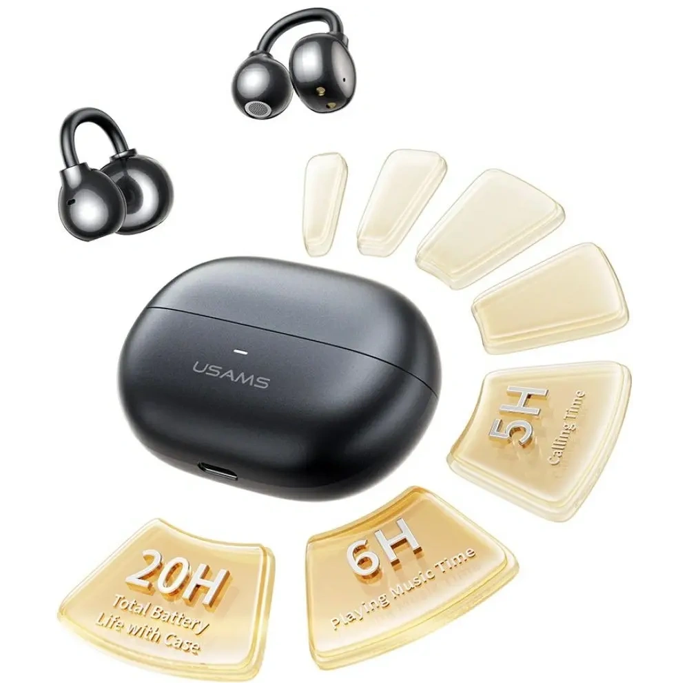 USAMS Echo R02 Bezdrátová klipsová sluchátka Bluetooth 5.3 (šedá)