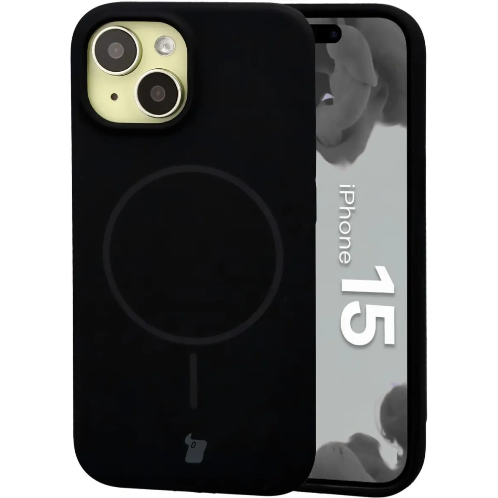Husa moale Bizon cu magnet pentru Apple iPhone 15 neagră