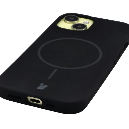 Silikonowe etui z pierścieniem magnetycznym Bizon Soft Case Magnetic do Apple iPhone 15 czarne