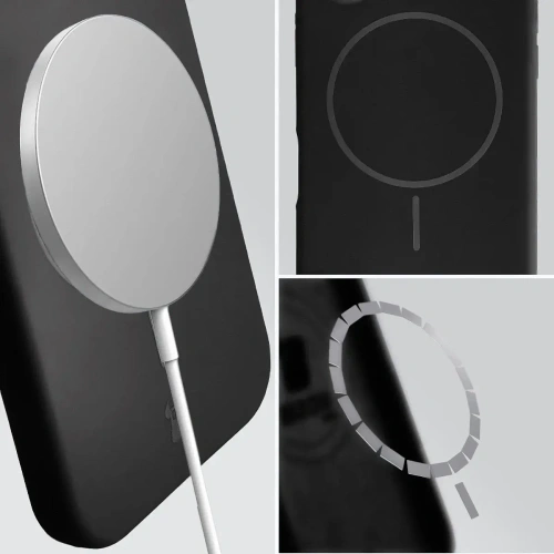 Silikonowe etui z pierścieniem magnetycznym Bizon Soft Case Magnetic do Apple iPhone 15 czarne