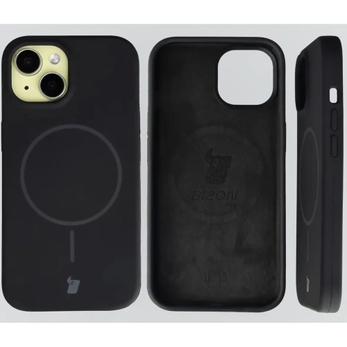 Silikonowe etui z pierścieniem magnetycznym Bizon Soft Case Magnetic do Apple iPhone 15 czarne