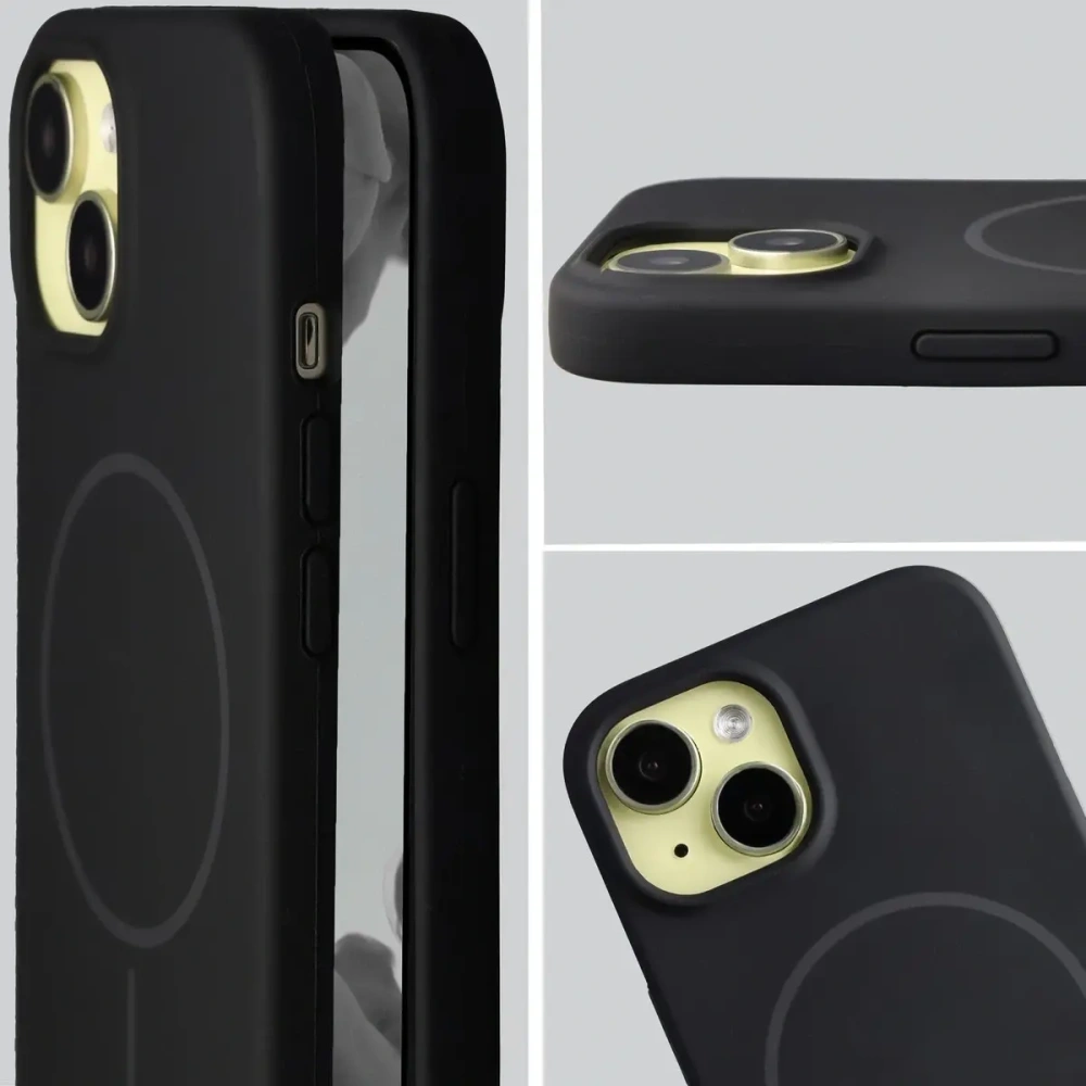 Husa moale Bizon cu magnet pentru Apple iPhone 15 neagră