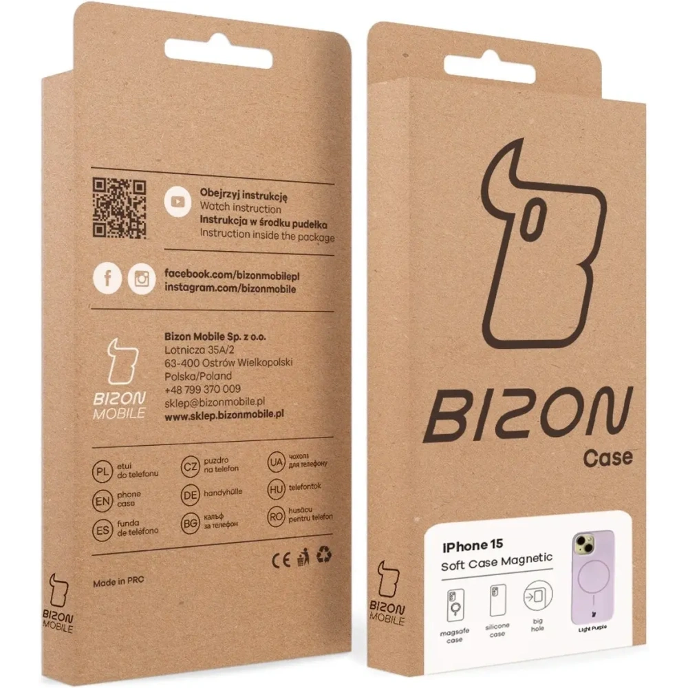 Bizon Soft Case Magnetic Apple iPhone 15 világoslila