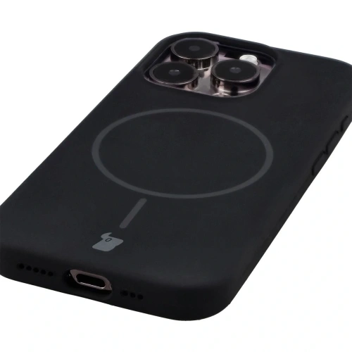 Silikonowe etui z pierścieniem magnetycznym Bizon Soft Case Magnetic do Apple iPhone 15 Pro czarne