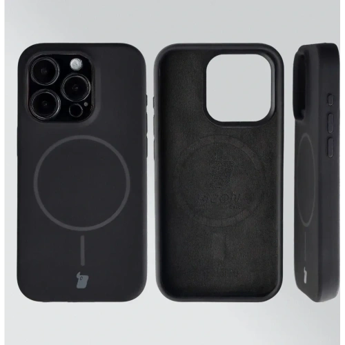 Silikonowe etui z pierścieniem magnetycznym Bizon Soft Case Magnetic do Apple iPhone 15 Pro czarne