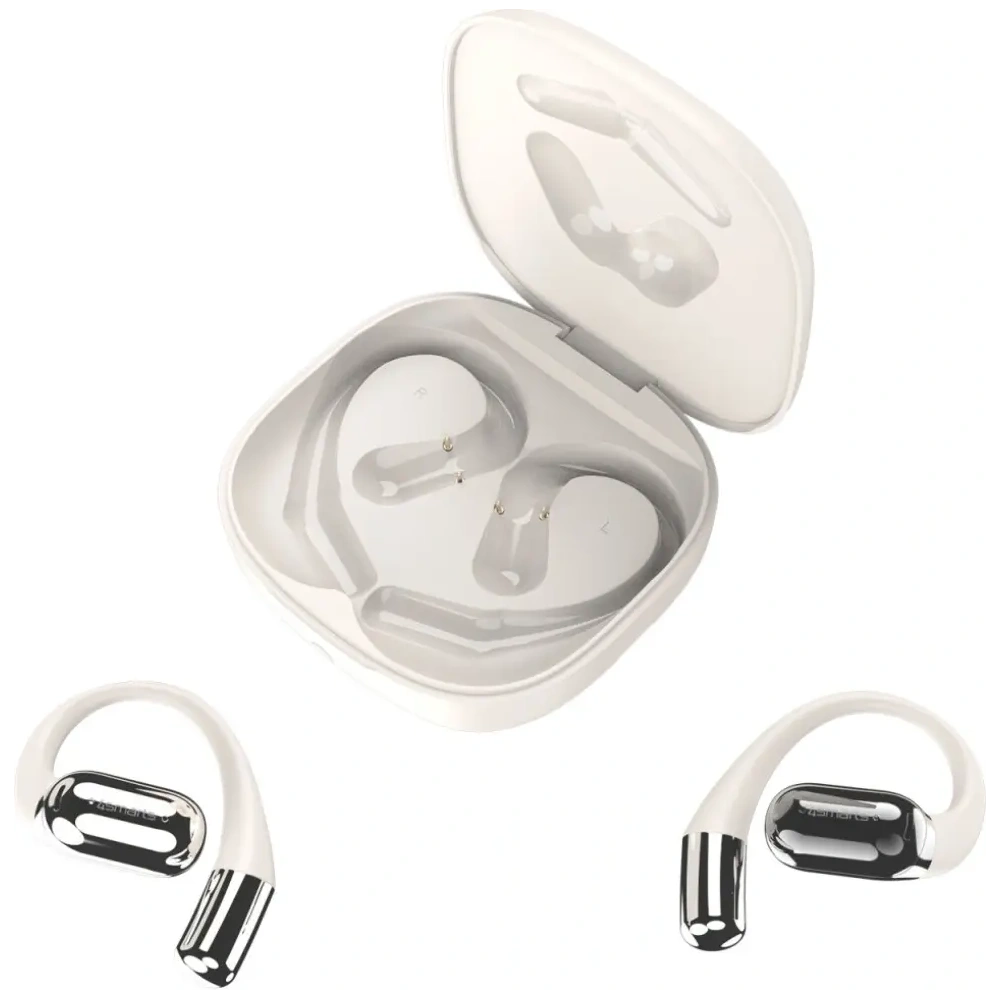 Bezprzewodowe słuchawki Open-Ear 4smarts SkyBuds OWS Bluetooth 5.4 z ekranem AI beżowy