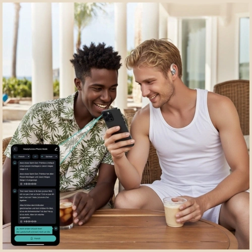 Bezprzewodowe słuchawki Open-Ear 4smarts SkyBuds OWS Bluetooth 5.4 z ekranem AI beżowy