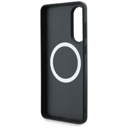 Etui BMW Leather Oversized Stripes MagSafe do Samsung Galaxy S25 Edge czarny