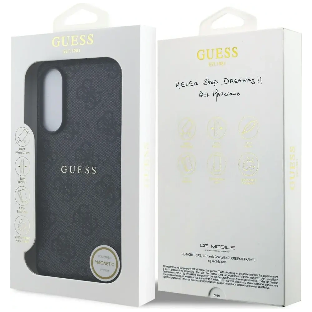 Etui Guess 4G Ring Classic Logo MagSafe do Samsung Galaxy S25 Edge czarny