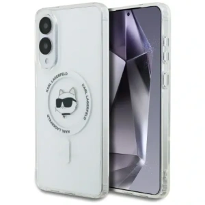 Etui Karl Lagerfeld Button Choupette Head Printed Logo MagSafe do Samsung Galaxy S25 Edge biały