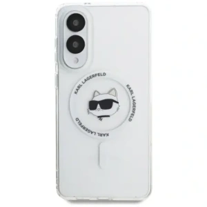 Karl Lagerfeld Gomb Choupette Fej Nyomtatott Logó MagSafe Samsung Galaxy S25 Edge fehér