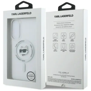 Etui Karl Lagerfeld Button Choupette Head Printed Logo MagSafe do Samsung Galaxy S25 Edge biały