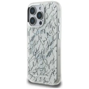 Etui Karl Lagerfeld IML Karl Script Pattern MagSafe do Apple iPhone 16 Pro biały