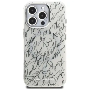 Etui Karl Lagerfeld IML Karl Script Pattern MagSafe do Apple iPhone 16 Pro biały