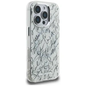 Etui Karl Lagerfeld IML Karl Script Pattern MagSafe do Apple iPhone 16 Pro biały