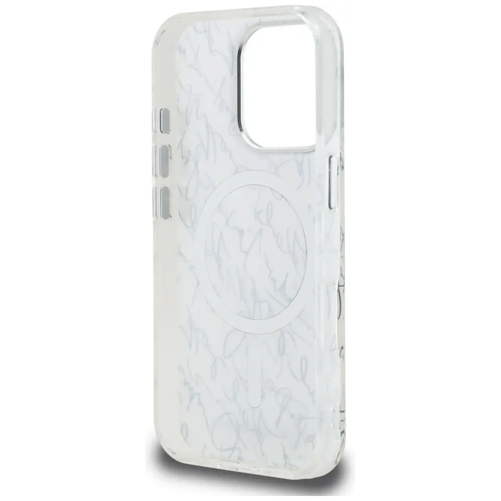 Etui Karl Lagerfeld IML Karl Script Pattern MagSafe do Apple iPhone 16 Pro biały