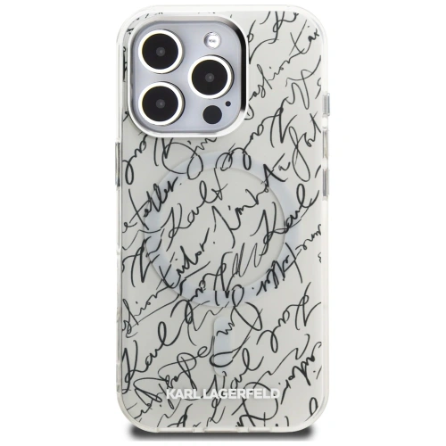 Etui Karl Lagerfeld IML Karl Script Pattern MagSafe do Apple iPhone 16 Pro Max biały