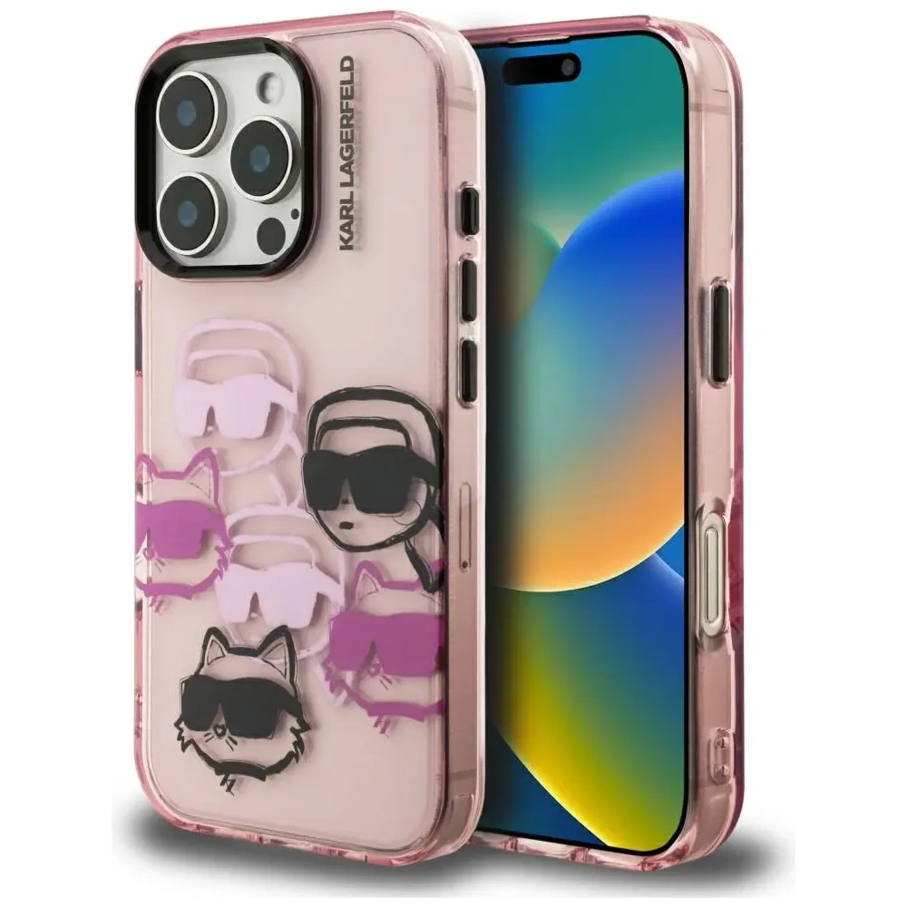 Etui Karl Lagerfeld IML Multi K&C Head Pattern do Apple iPhone 16 Pro Max różowy