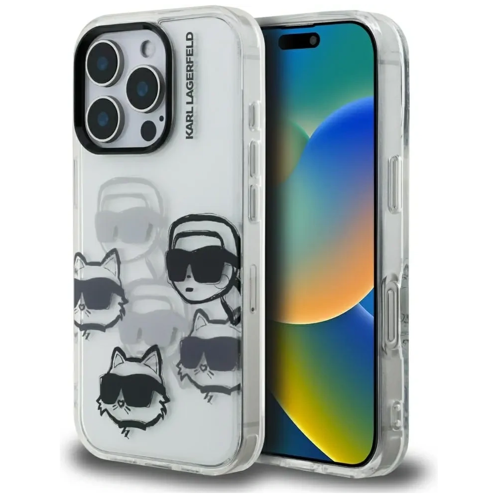 Etui Karl Lagerfeld IML Multi K&C Head Pattern do Apple iPhone 16 Pro przezroczysty