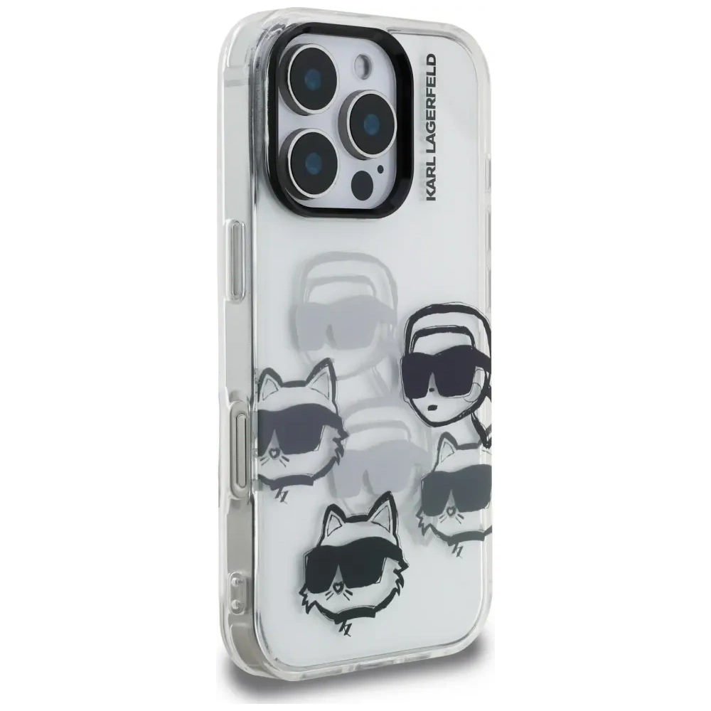 Etui Karl Lagerfeld IML Multi K&C Head Pattern do Apple iPhone 16 Pro przezroczysty