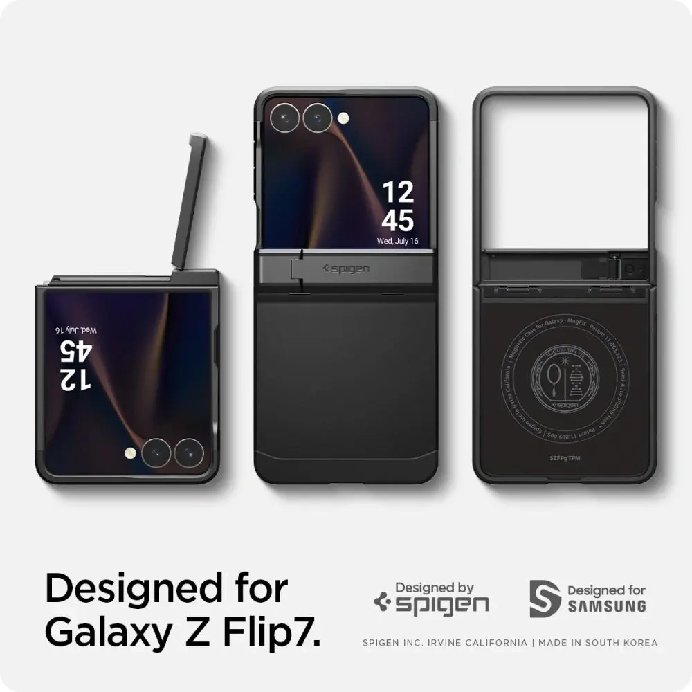 Spigen Tough Armor Pro Mag MagSafe Samsung Galaxy Z Flip 7 Fekete